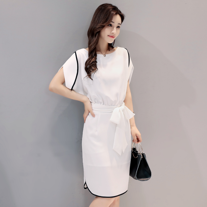 白色雪纺连衣裙夏装女士春新品女显瘦显瘦小清新露肩冷淡风裙子夏
