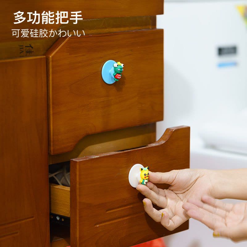 马桶把手掀盖器配件卡通可爱揭盖翻盖防脏手黏贴式创意座便器提手|小兔子（一对）图片