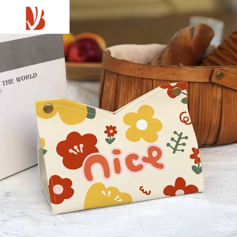 三维工匠北欧风nice花朵纸抽盒客厅车载卫生间卷纸巾盒装饰袋收纳套抽纸盒 一排郁金香-抽纸盒图片