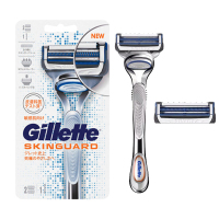 吉列(GILLETTE) SKINGUARD 柔肤推荐云感手动剃须刀刮胡刀 敏感肌用小云刀 1个刀架+2个刀头