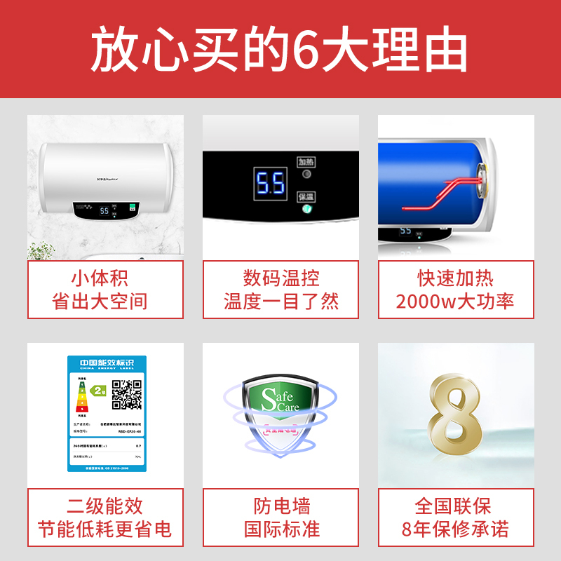 荣事达RSD-S-CZ40电热水器 40升经济实用易操作家用速热圆桶储水式热水器 2000W 免费上门安装高清大图