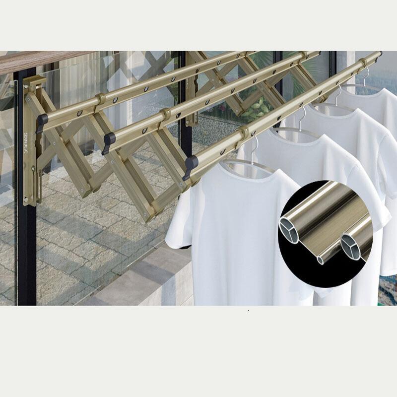 伸缩晾衣架家用室外推拉式晒窗晾衣杆户外折叠阳台晾衣架银白三杆29米