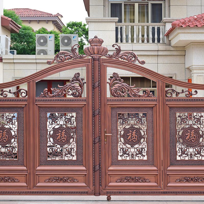 别墅大门对开门dfly-1916铝合金庭院门家用院子电动双开平移门铝艺