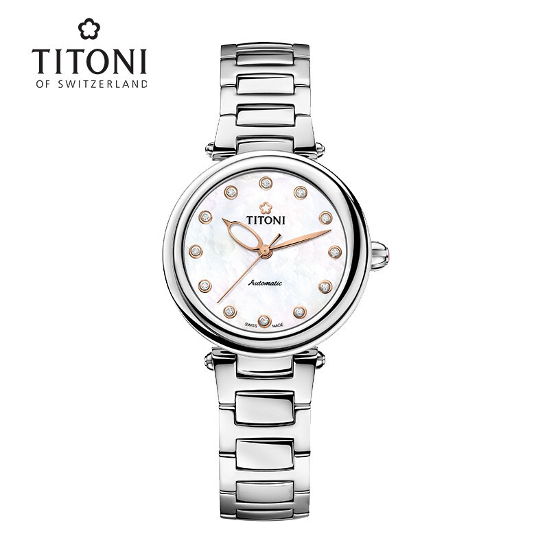 Titoni瑞士梅花表炫美系列时尚贝母精钢自动机械手表女23978S-622 23978S-622