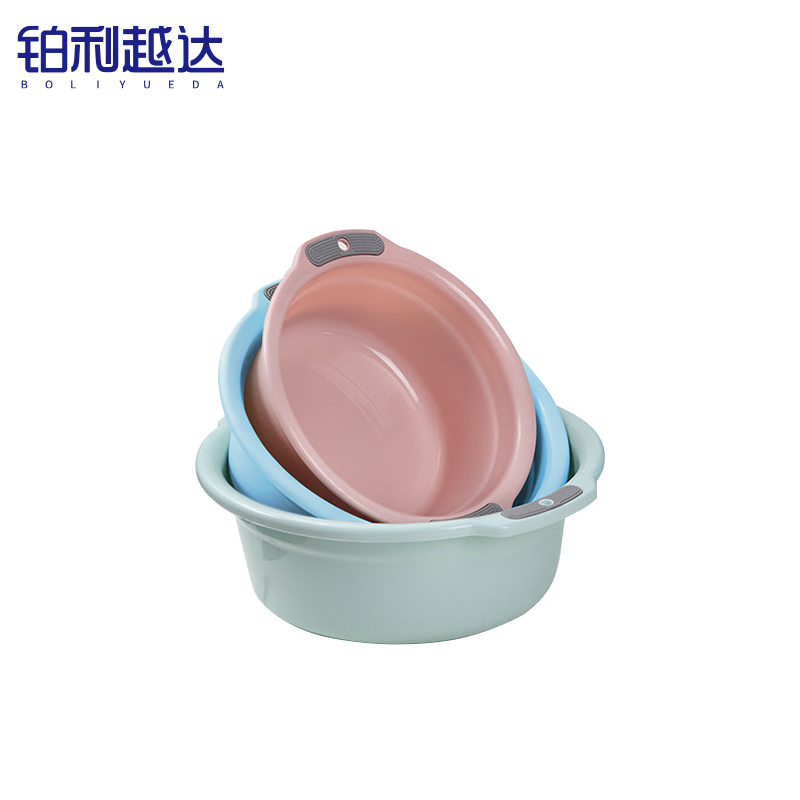 铂利越达洗脸盆塑料盆洗菜盆大号家用双耳洗衣盆定制小盆子 中号玫红