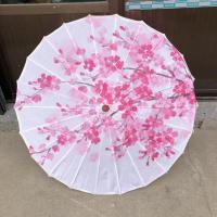 01 木杆印花布伞送流苏 古典印花绸布伞防晒中国风青花瓷旗袍舞蹈伞cos道具伞装饰工艺伞