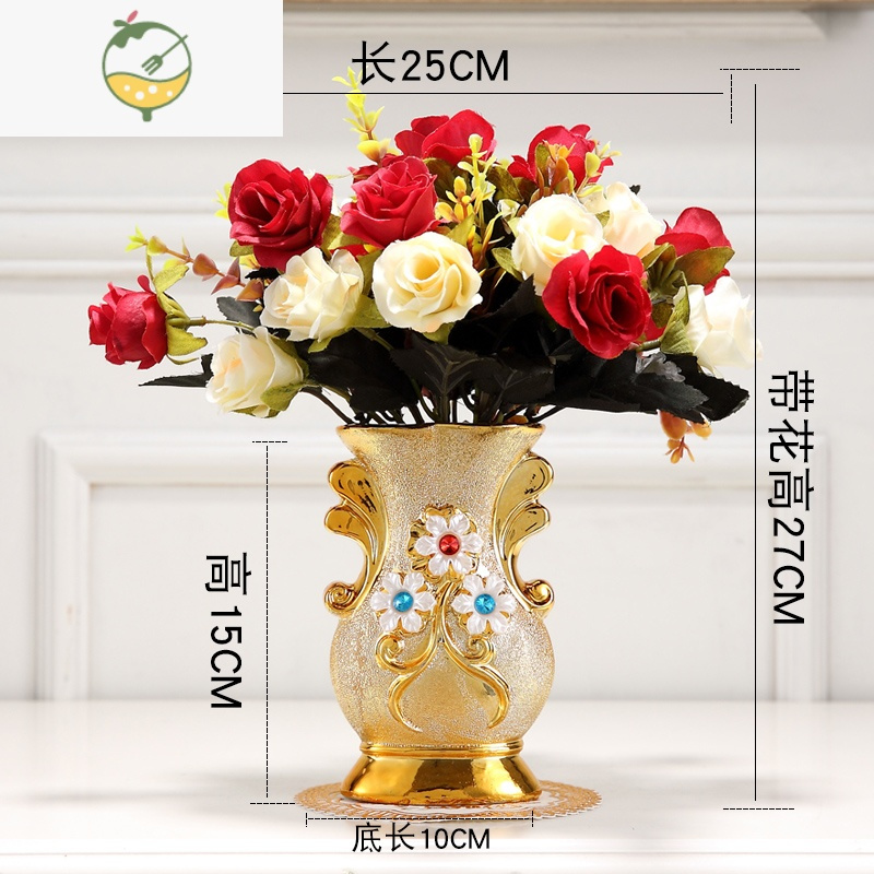 YICHENG陶瓷花瓶客厅插花欧式摆件创意家居装饰品干花仿真花房间桌面花瓶