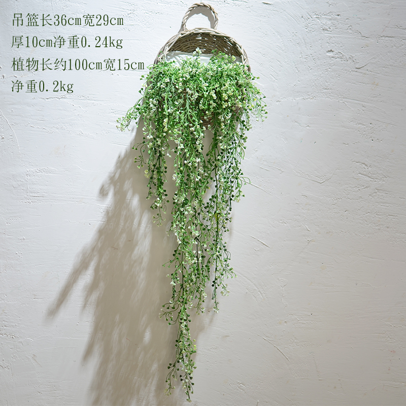 创意家居客厅墙面壁挂饰立体仿真植物墙饰餐厅卧室墙壁墙上装饰品 三维工匠 大号灰篮白植壁饰高清大图