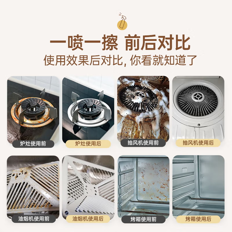 水卫士厨房重油污净 油污清洁剂 抽油烟机清洗剂 强力去油污 油烟净卫仕 油污清洁剂480g*3瓶