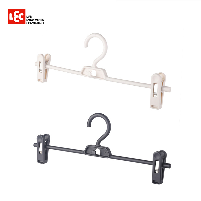 LEC丽固生活日用品可伸缩可叠挂单杆式塑料裙子架可调节裤架裙架3个装0-408