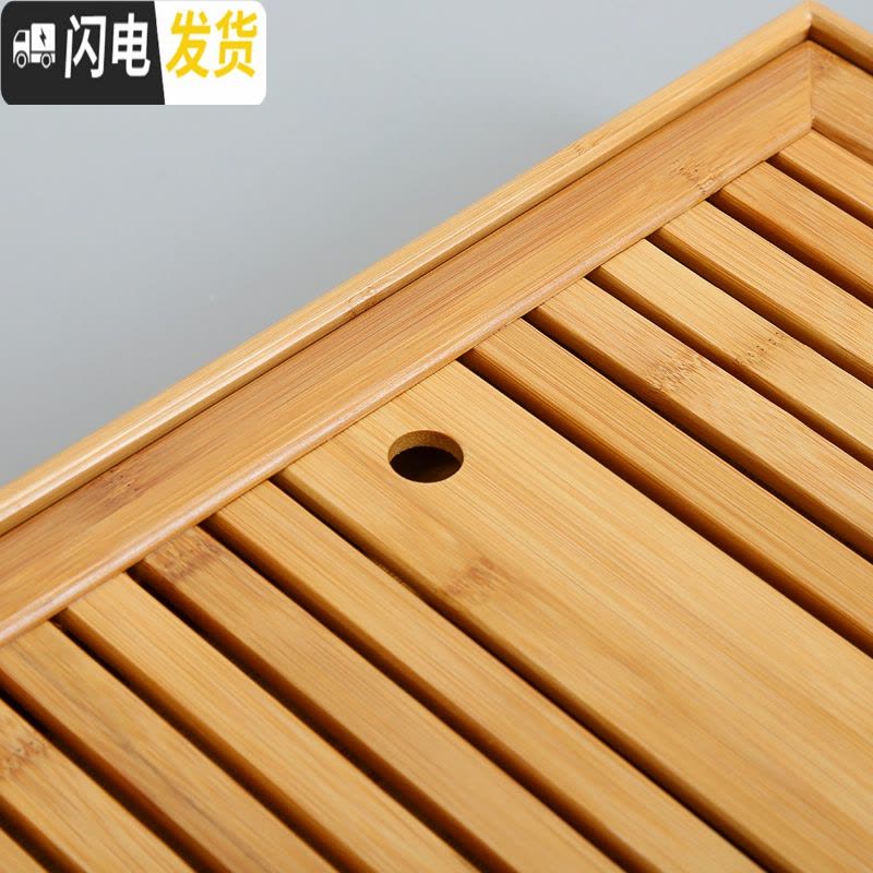 三维工匠家用简约功夫茶具茶盘托盘茶台沥水储水干泡盘小型日式竹制茶托盘 密胺塑料盘石墨黑色图片