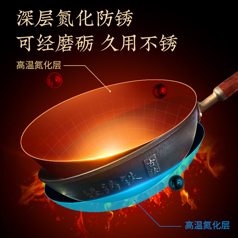 张小泉轻铸铁炒锅C31560200 32cm高清大图