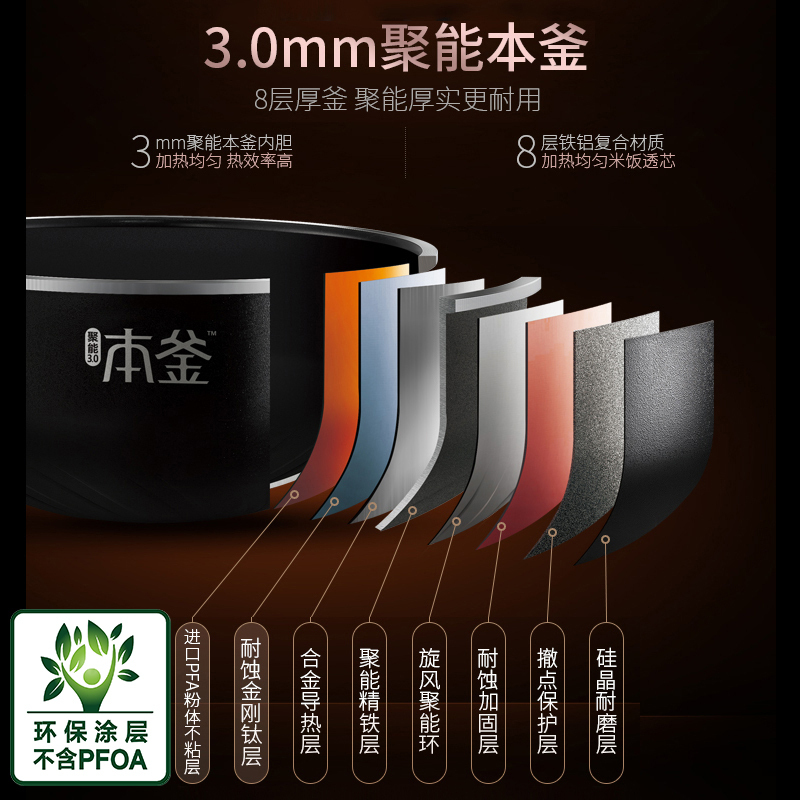 苏泊尔(SUPOR)电饭煲CFXB40HC29-166 4L 精铁本釜进口不粘涂层陶晶内胆 IH电磁加热 多功能电饭锅