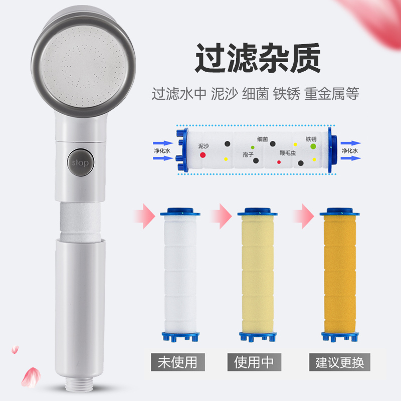 慕亚美容花洒增压除氯淋浴大喷头高压日本淋雨过滤手持加压莲蓬头手喷高清大图