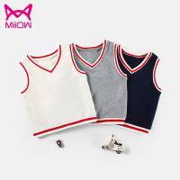 猫人儿童马甲春秋纯棉新款男童套头背心卡通横机边马夹衣服