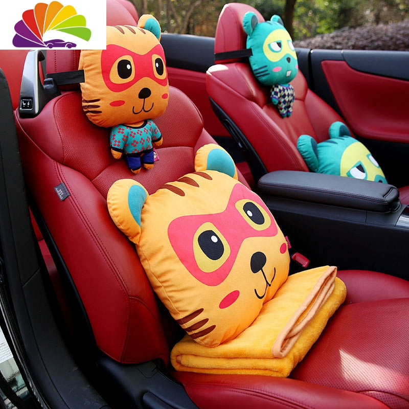 舒适主义汽车头枕可爱靠枕车用护颈枕卡通个性枕头车内创意靠垫深灰色