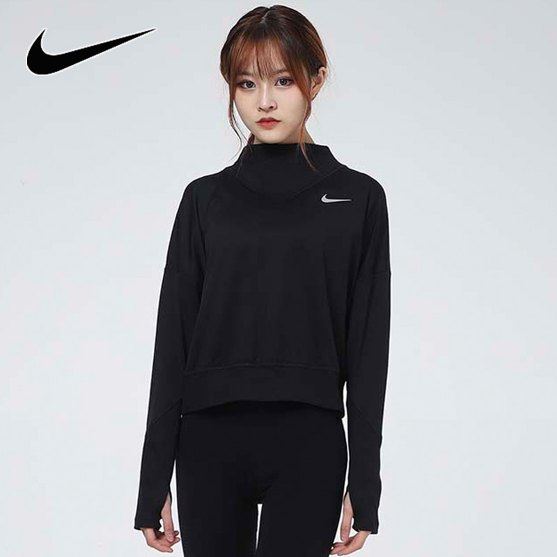 nike耐克长袖t恤女上衣2021新款跑步训练套头衫运动服da1057-010