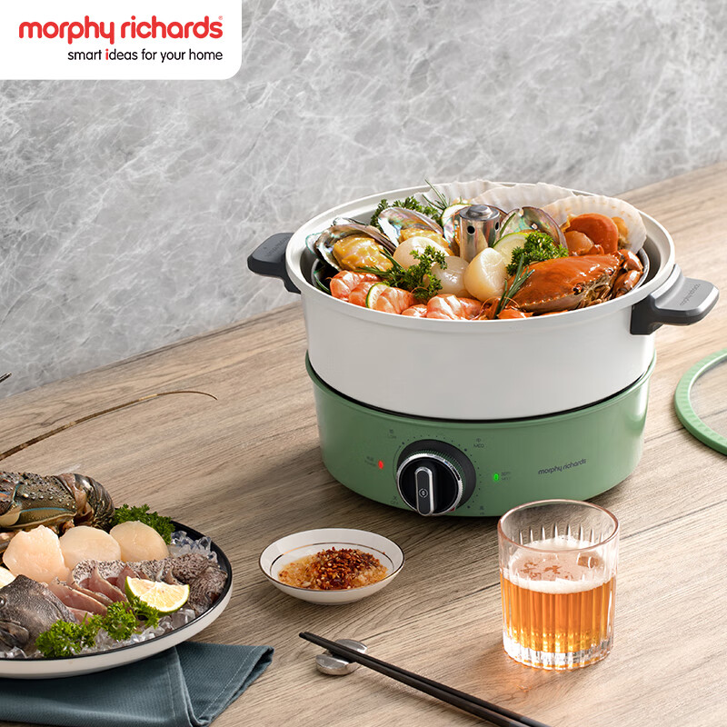 摩飞电器(MORPHY RICHARDS)多功能锅 家用电火锅料理锅鸳鸯锅电煮锅热锅机械升降 4升容量 火锅锅 MR90