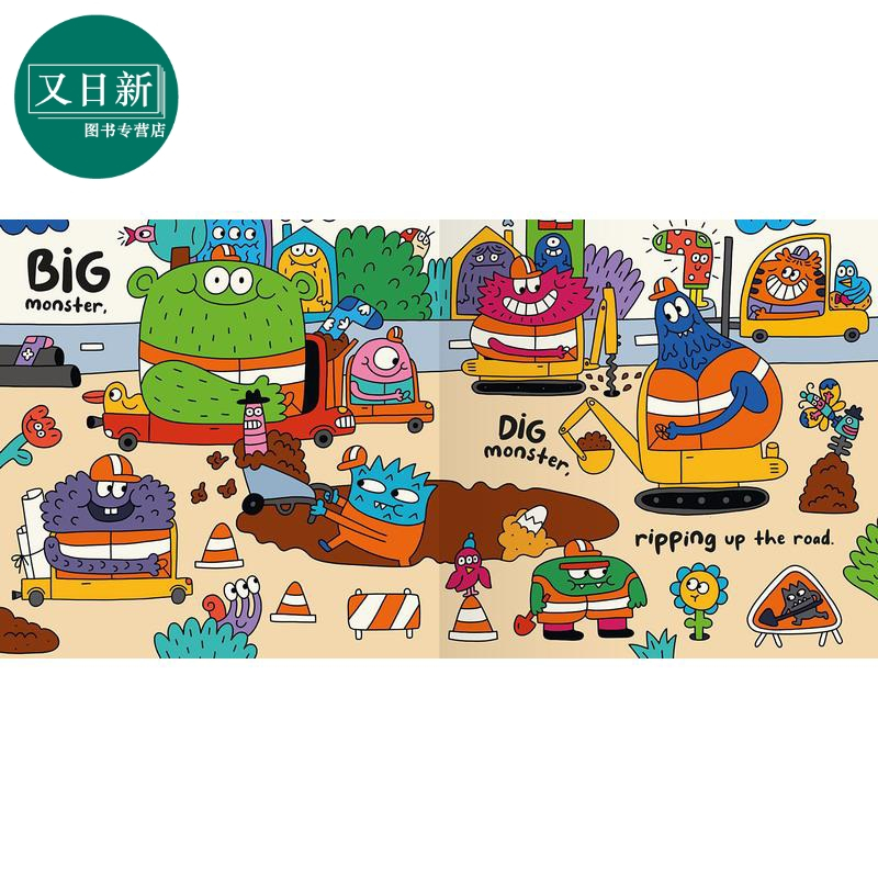trucks卡车里的怪物英文原版进口图书儿童绘本故事图画书3-5岁儿童