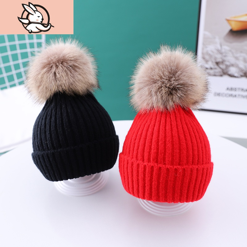 帽子秋冬季男女童时尚可爱婴儿针织冬天保暖毛球儿童毛线帽潮帽子童