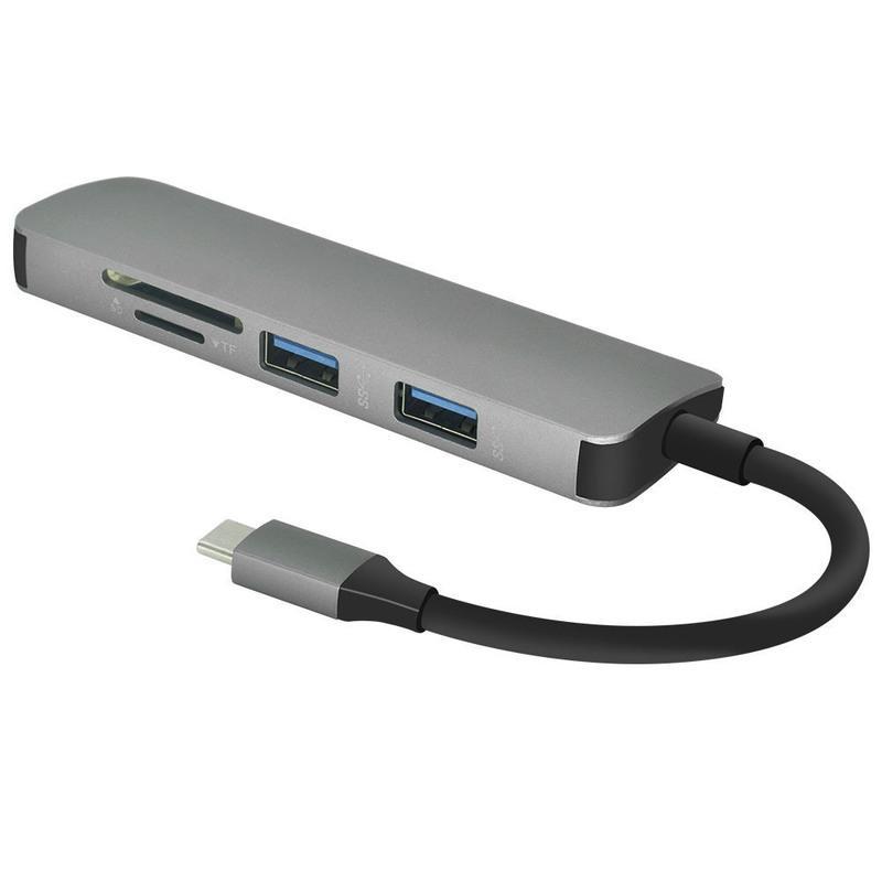 灰色 USB3.0*4带充电功能 typec扩展坞转高清HDMI集线器USB3.0分线器OTG读卡器安卓手机扩展