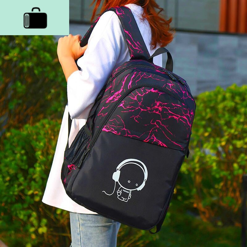 夜光双肩包男女背包大容量高中小学生书包男女初中生时尚潮流书包new