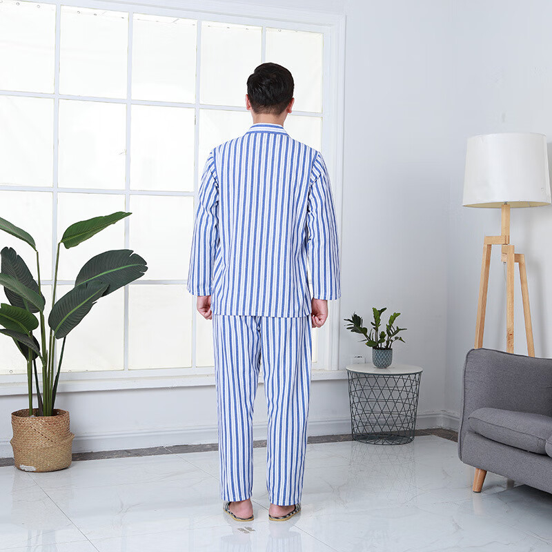 酷博睿(coobery)病号服医院住院服 患者服男女长袖套装(蓝白条套装 2XL )高清大图