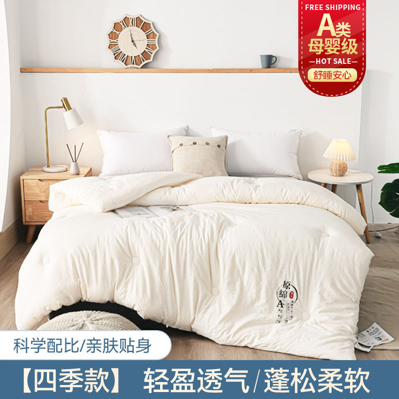 大豆纤维被子冬季双人春秋被芯学生宿舍棉被褥子单人加厚保暖 白色 200*230cm【冬被8斤】