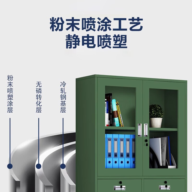 格具(GEJU) 钢制军绿分五节文件柜档案柜营房家具资料柜加厚铁皮储物柜