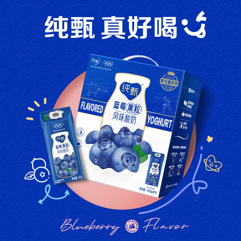 纯甄蓝莓果粒风味酸奶笑脸包200g×10盒 [送礼佳选]高清大图