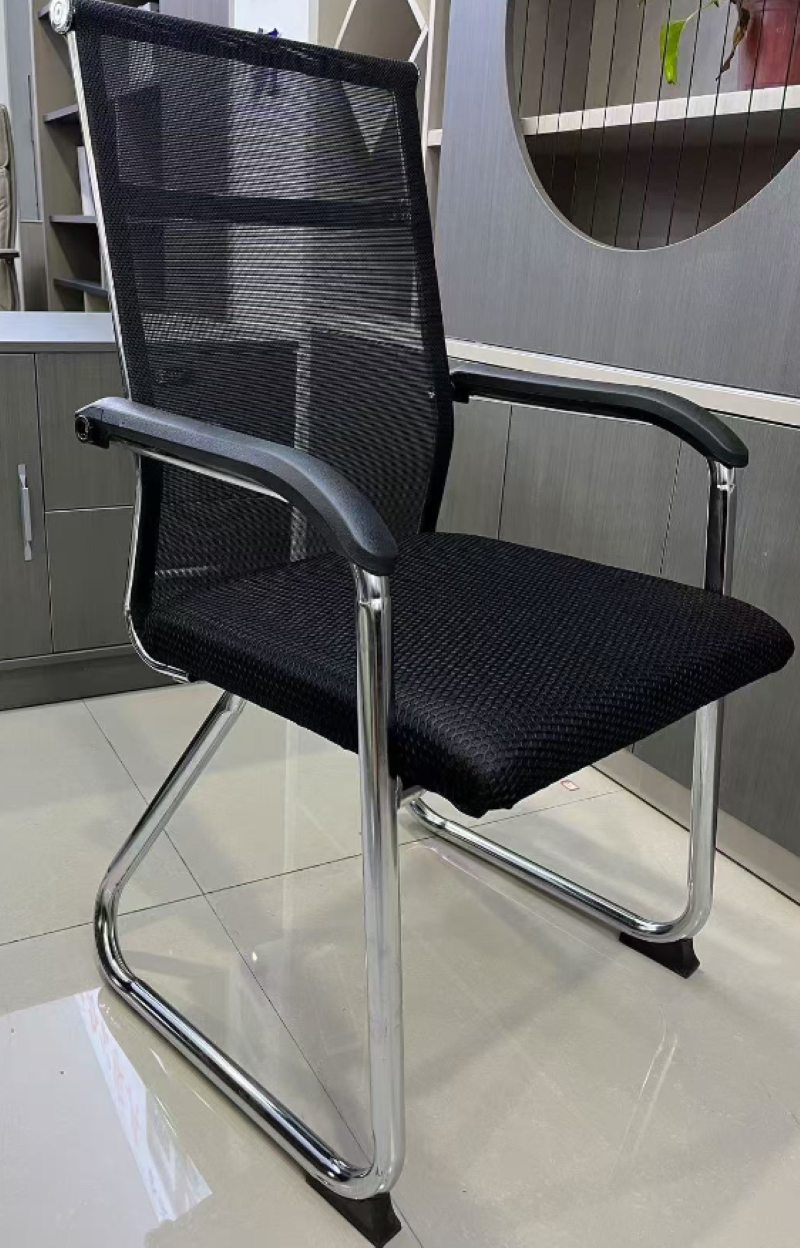 依诗幕会议接待椅子弓字型电脑椅家用椅子黑色高清大图