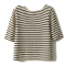 CACHE新款2022夏款女装设计感港风条纹宽松针织衫短袖T恤女潮休闲