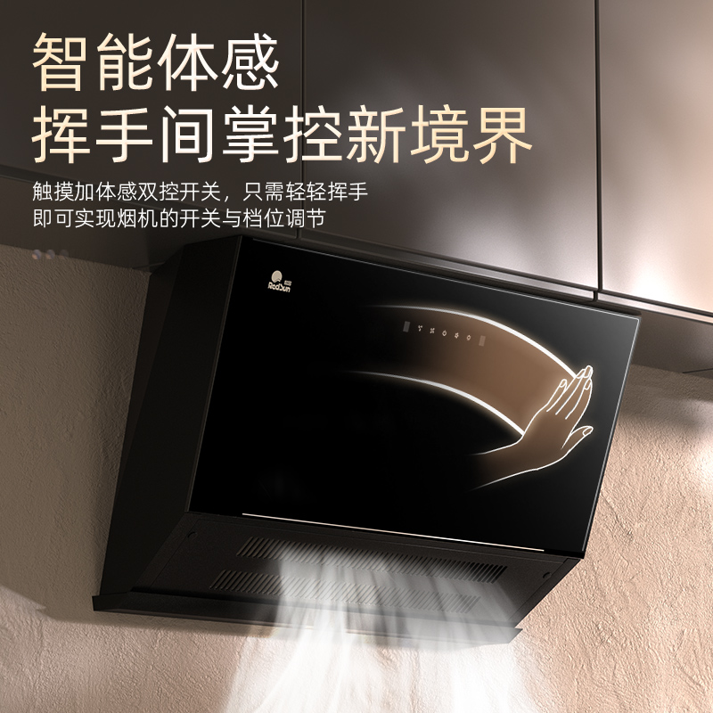 红日(RedSun)油烟机家用侧吸式一键热清洁 免拆卸清洗 大吸力抽油烟机 挥手体感智控JED25H高清大图