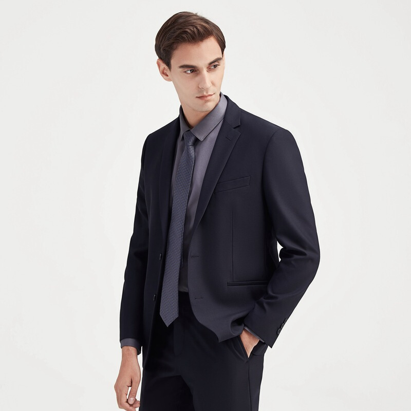 含羊毛柒牌男装西服套装毛料套西四季款商务职业韩版修身西装121jc70