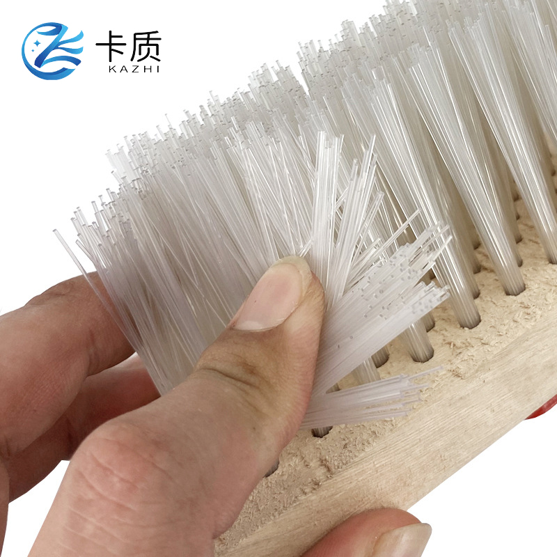 卡质 木杆白色尼龙硬毛长柄地刷 124*20*15cm 把高清大图