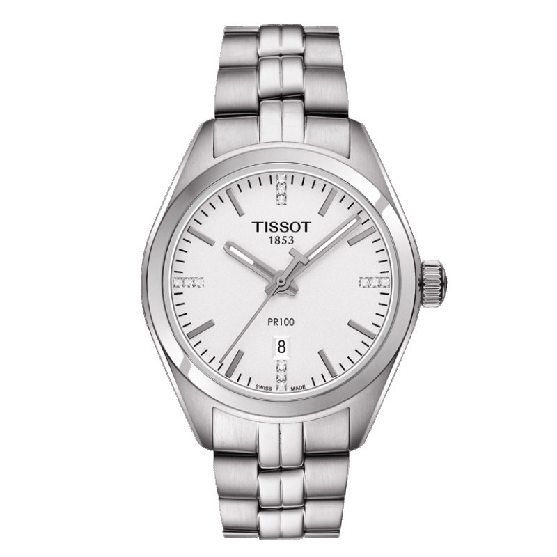 天梭tissot手表pr100系列简约时尚钢带女表瑞士经典石英皮带女士腕表t
