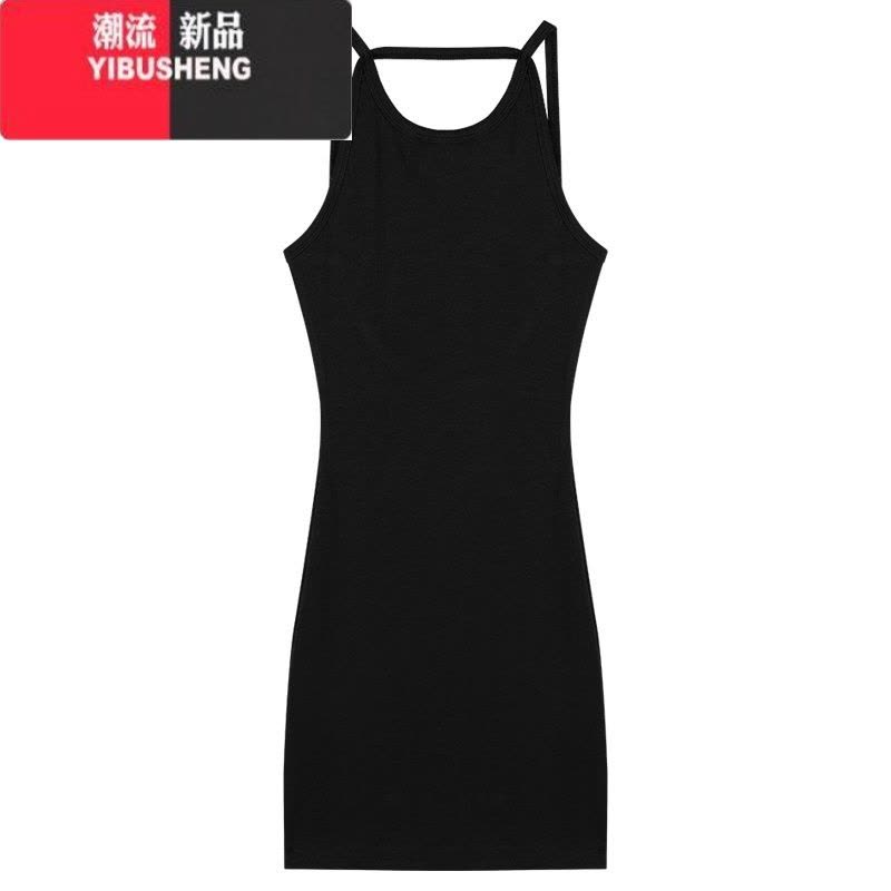YIBUSHENG纯欲吊带连衣裙女季黑色辣妹收腰露背性感短裙紧身显瘦包臀裙子图片