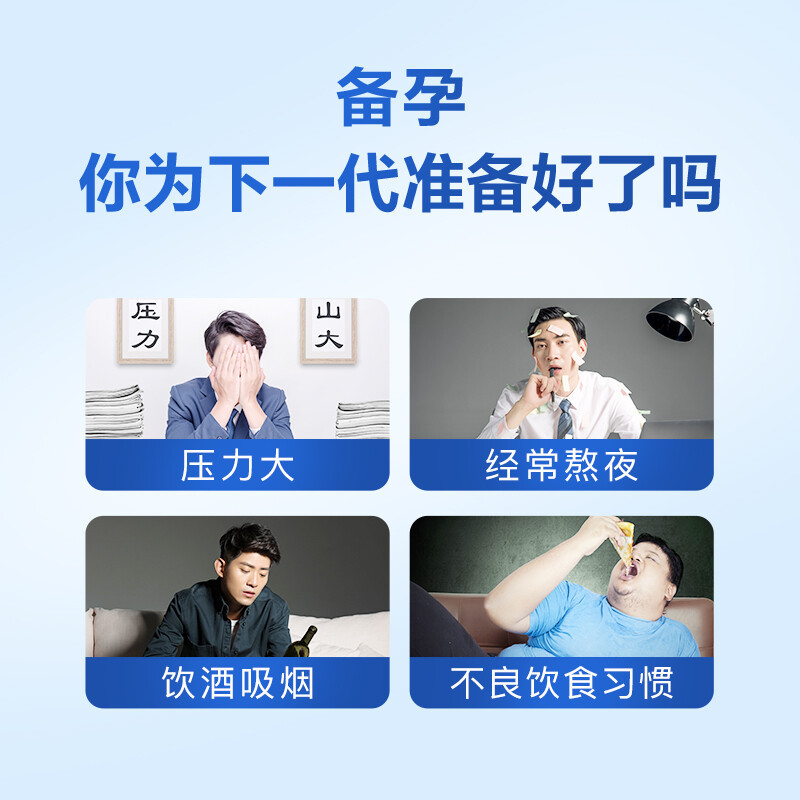 金斯利安叶酸多维片60片(10片*6)+金斯利安男士锌叶酸60片(30片*2)组合装 孕前孕中营养素补充剂 孕妇维生素