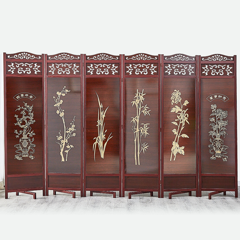 BONJEAN现代简约实木屏风隔断卧室客厅酒店办公室折叠移动中式折屏玄关高清大图