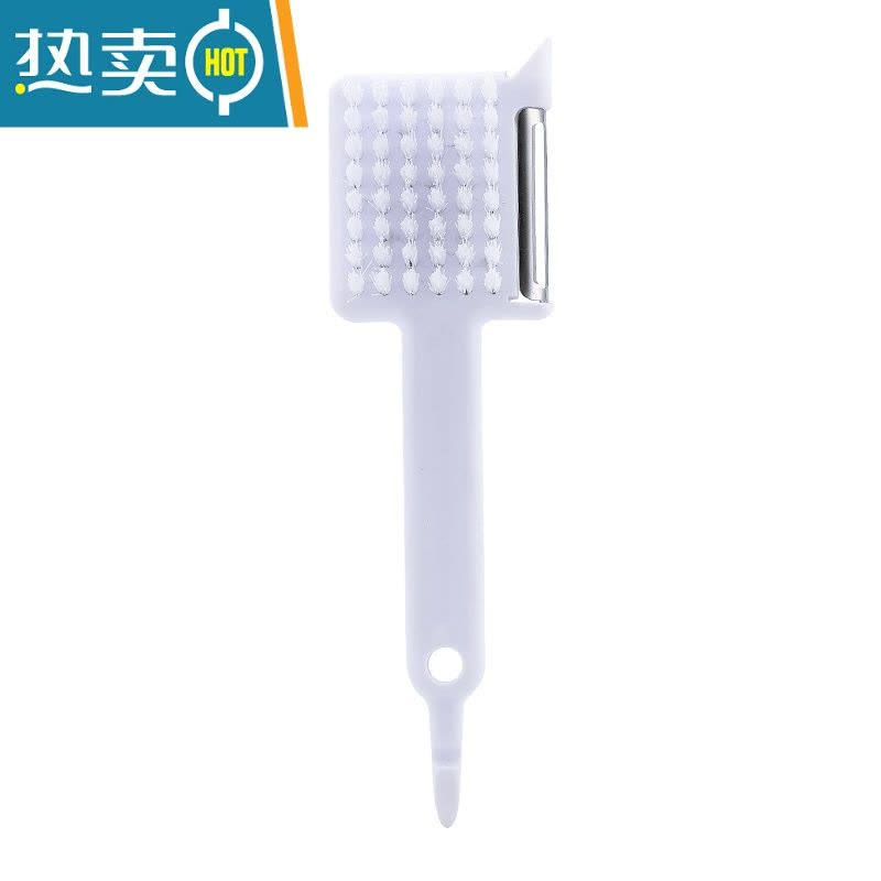 敬平长柄果蔬清洁刷厨房水果多功能清洗蔬菜器带削皮刀刨刮皮器 深蓝色1个装刷子图片