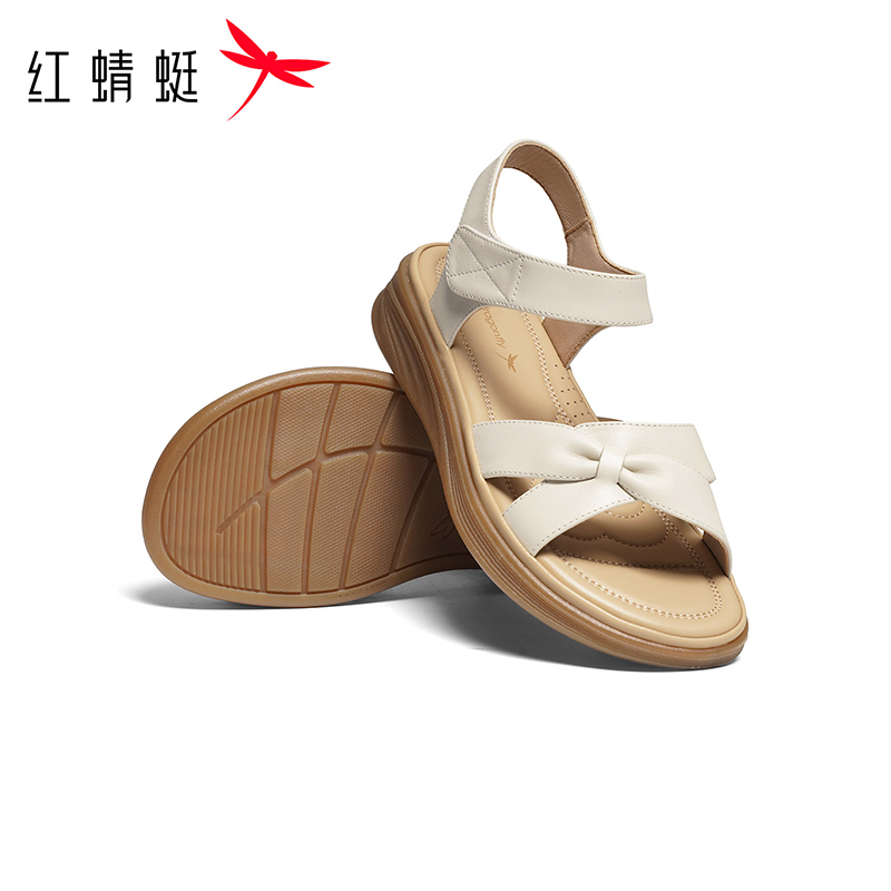 红蜻蜓时尚女士凉鞋女夏季新款细带松糕底透气舒适轻便潮流设计凉鞋高清大图