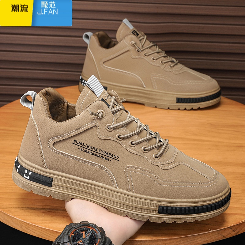 聚范男鞋2024新款男士厨房防水工作上班防滑劳保潮鞋黑色休闲板鞋高清大图