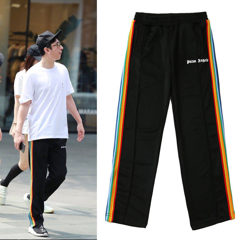 palm棕榈天使 angels彩虹裤男女侧边拉链条纹长裤子断头熊高街fog