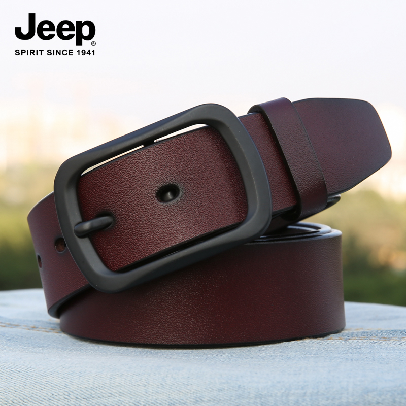 JEEP SPIRIT吉普男士皮带男针扣年轻人韩版百搭牛皮腰带真皮裤版高清大图