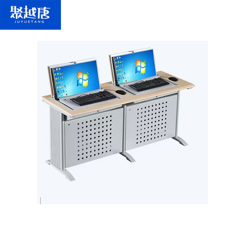 聚越唐人体工学电动升降办公桌多功能多层电脑桌可调节高度简约北欧设计高清大图