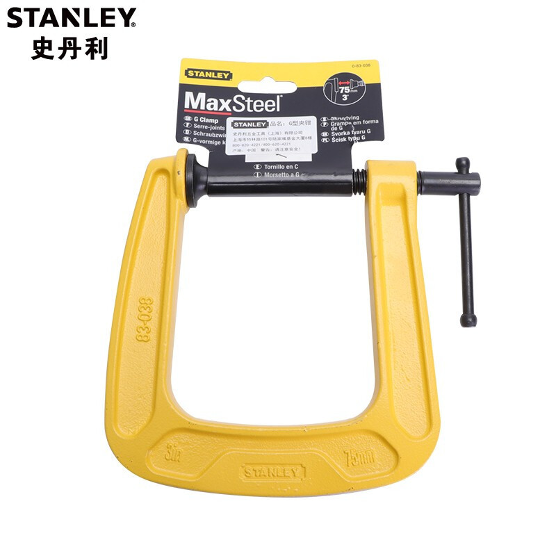 史丹利(STANLEY)83-031-23 1英寸 木工作业固定夹 G型钳 拉手宫型环工型架 G型夹钳 把