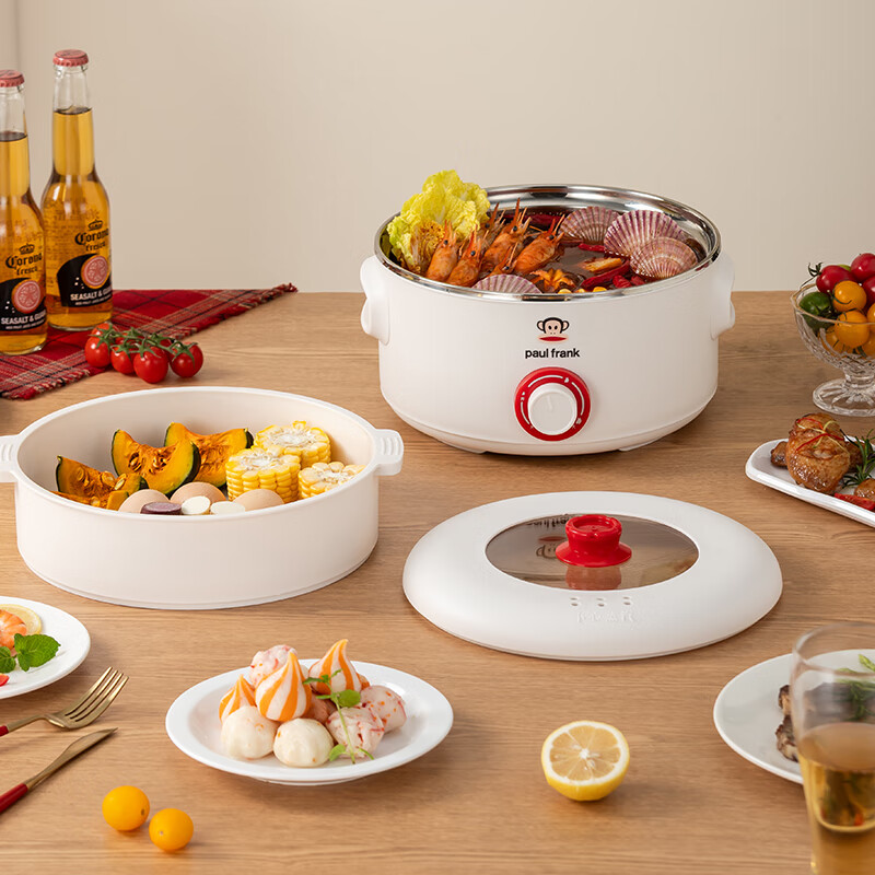 大嘴猴(Paul Frank)速腾电火锅DZH-H1015多功能锅电煮锅加蒸笼煎煮炸多用锅家庭聚会家用3.4lL高清大图