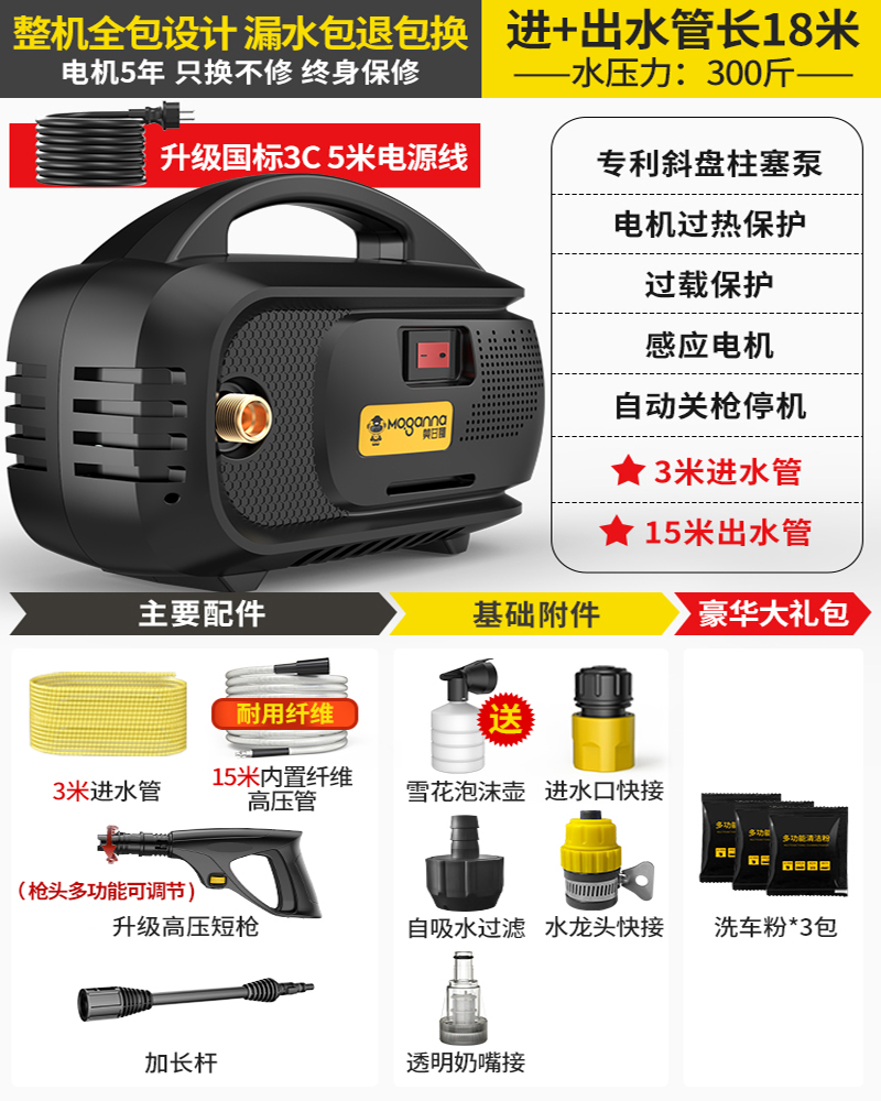 洗车机神器高压水枪大功率220v家用便携式洗地刷车强力清洗机水泵高清大图