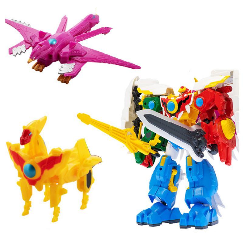 正版神兽金刚4之邦宝历险记变形机甲麒麟金刚6合体全套男孩玩具4英寸