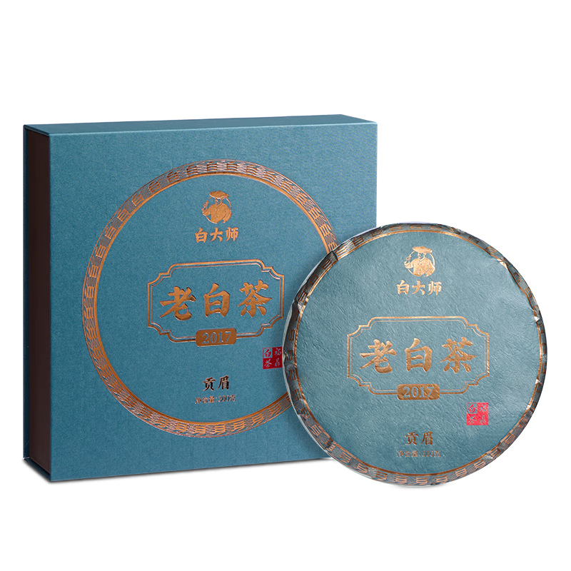 白大师 白茶茶叶2017年贡眉正脉之源紧压茶饼盒装300g